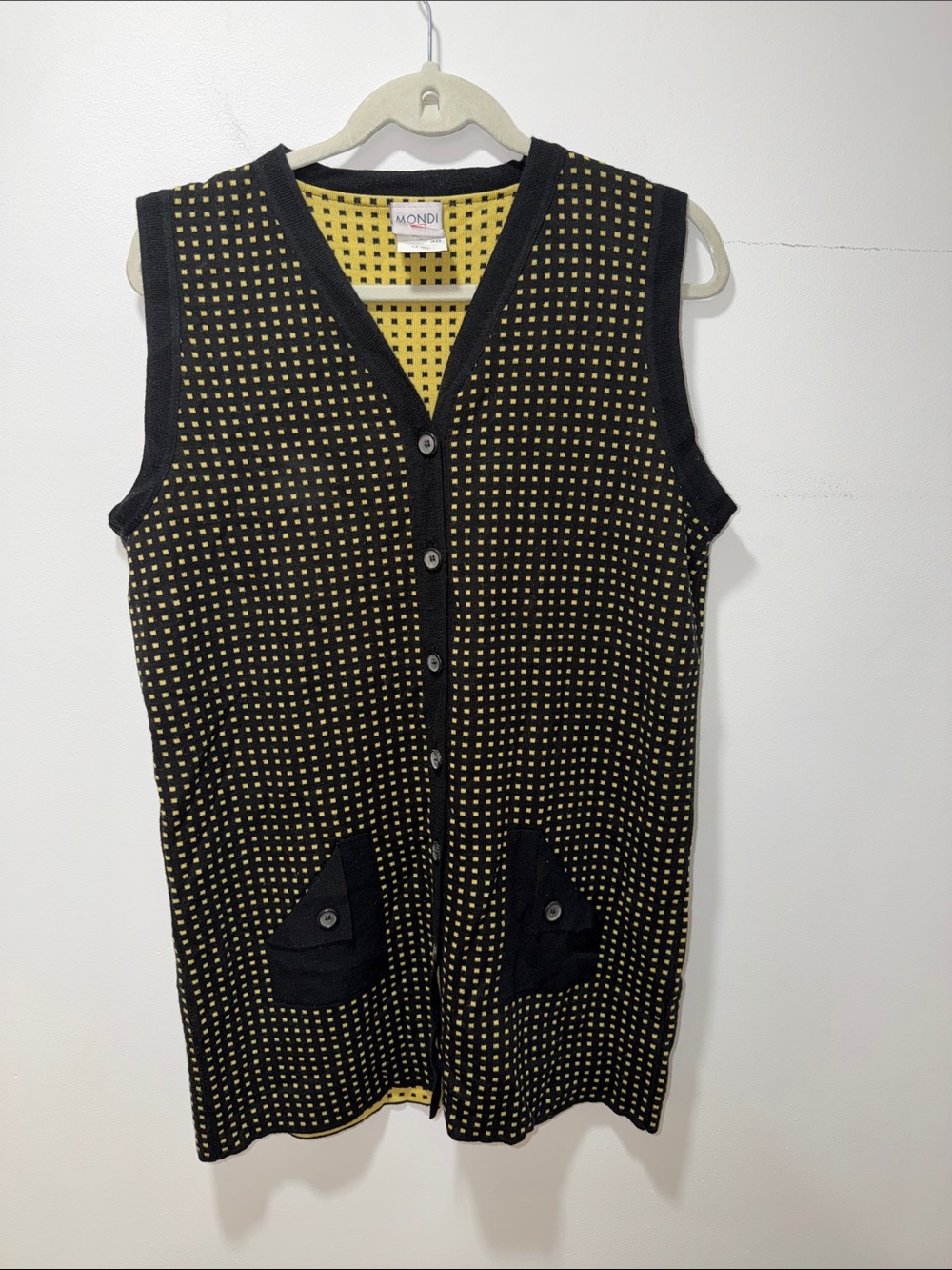 MONDI Vintage Artsy‎ WOOL Sleeveless Sweater Vest 90s Y2K Academia TUNIC Geek